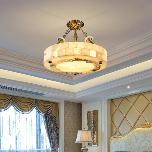 plafonnier luxueux en marbre naturel suspendu grand luminaire