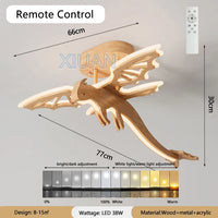 plafonnier led dragon en bois nature nordique pour enfants