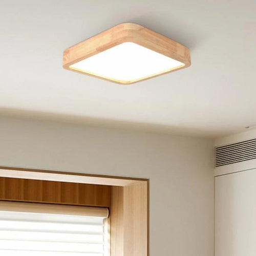 plafonnier led ultra-fin design nordique moderne avec abat-jour en bois