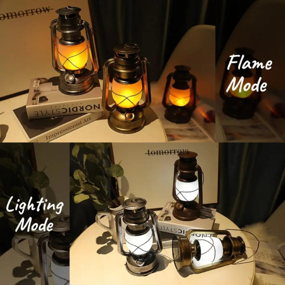 lanterne rétro portable pour camping lampe à pétrole à flamme dynamique - vue 5 sur 10