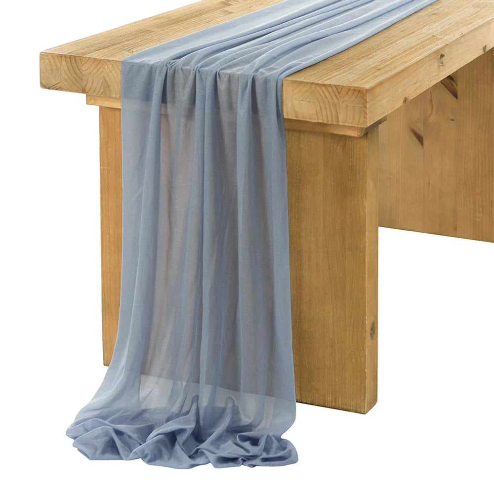 Chemin de table mousseline bohème transparent lot quatre