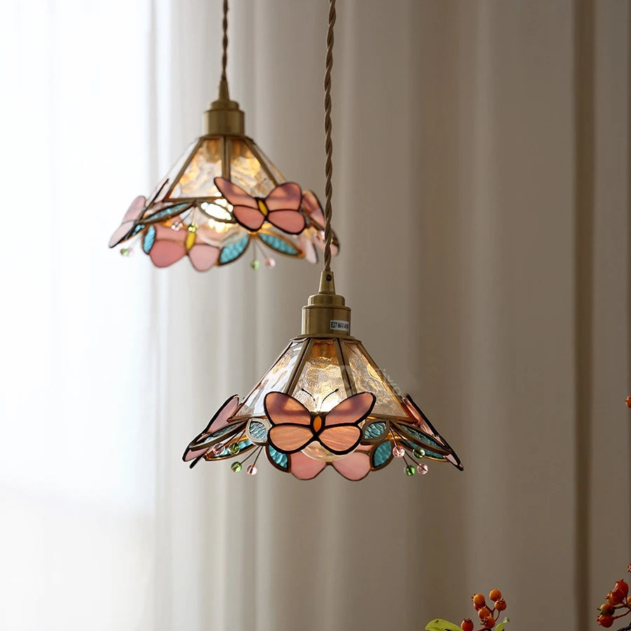 iwhd lampe à main led moderne en verre cuivre papillon - vue 10 sur 28