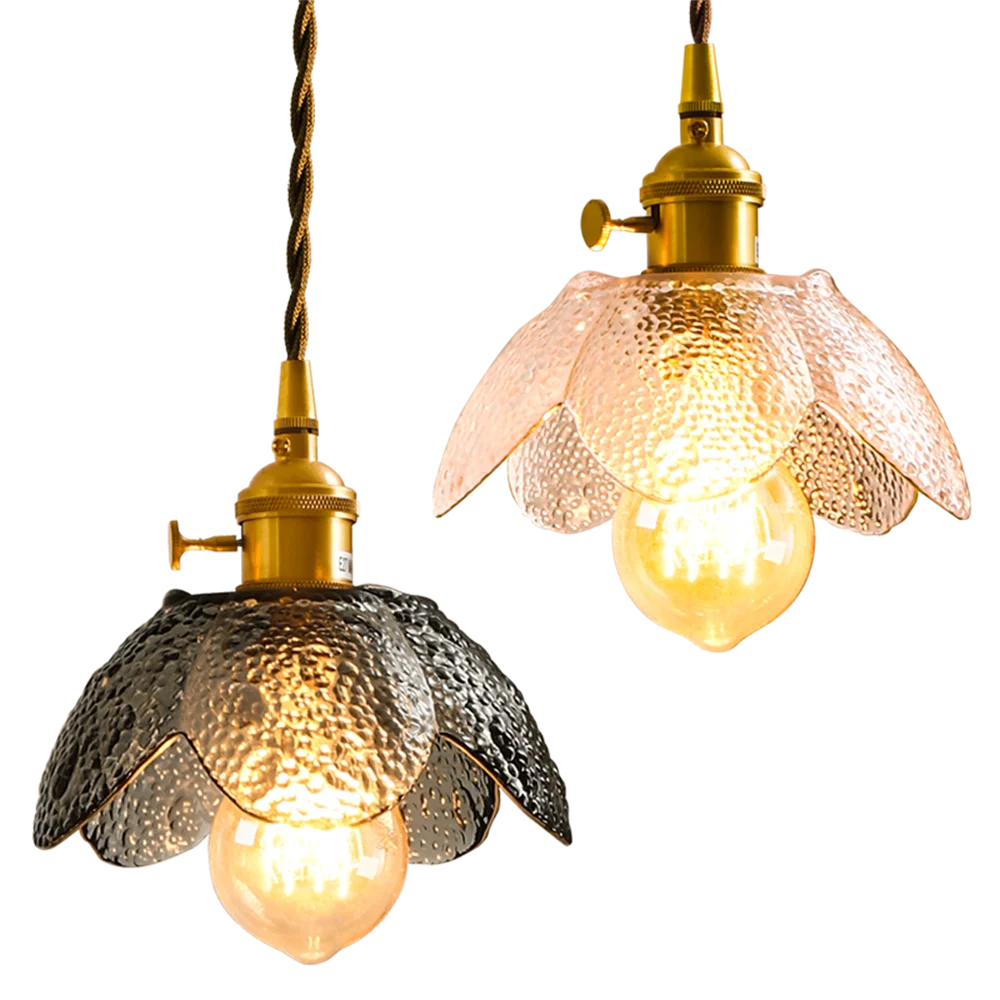 LED-Pendelleuchte aus Messing und Glas nordisches, modernes und antikes Design - vue 10 sur 10