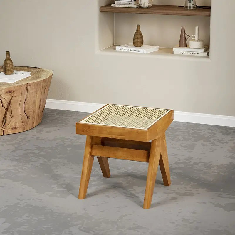 banc en rotin massif chaise longue et ottoman rétro polyvalent - vue 9 sur 14