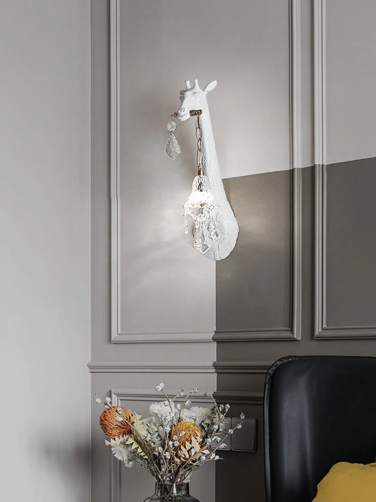 applique murale girafe en résine et cristal à led décorative - vue 3 sur 7