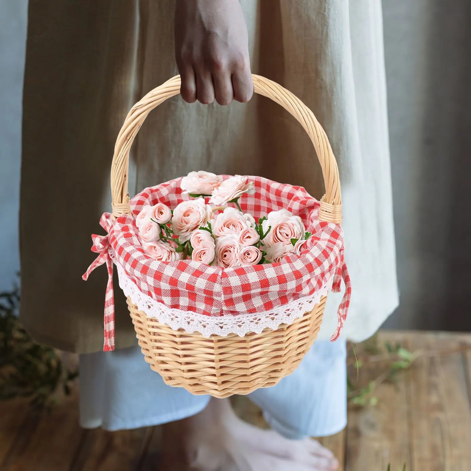 panier zerodeko petit chaperon rouge en osier pour le rangement et pique-nique - vue 3 sur 9