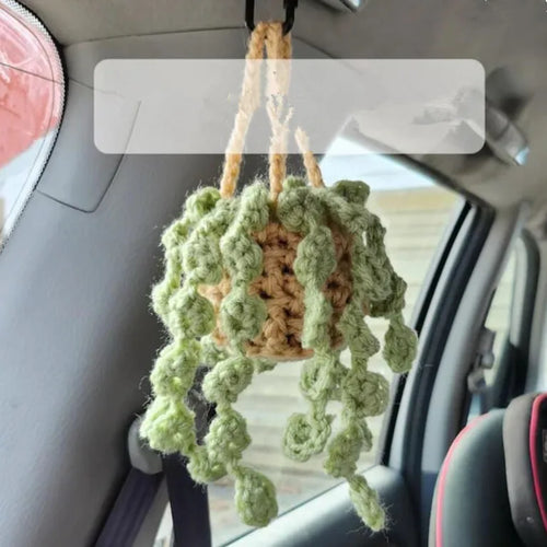 crochet suspendu créatif pour décoration de voiture plante en pot