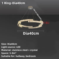 lustre nordique en cristal acier inoxydable miroir led intérieur