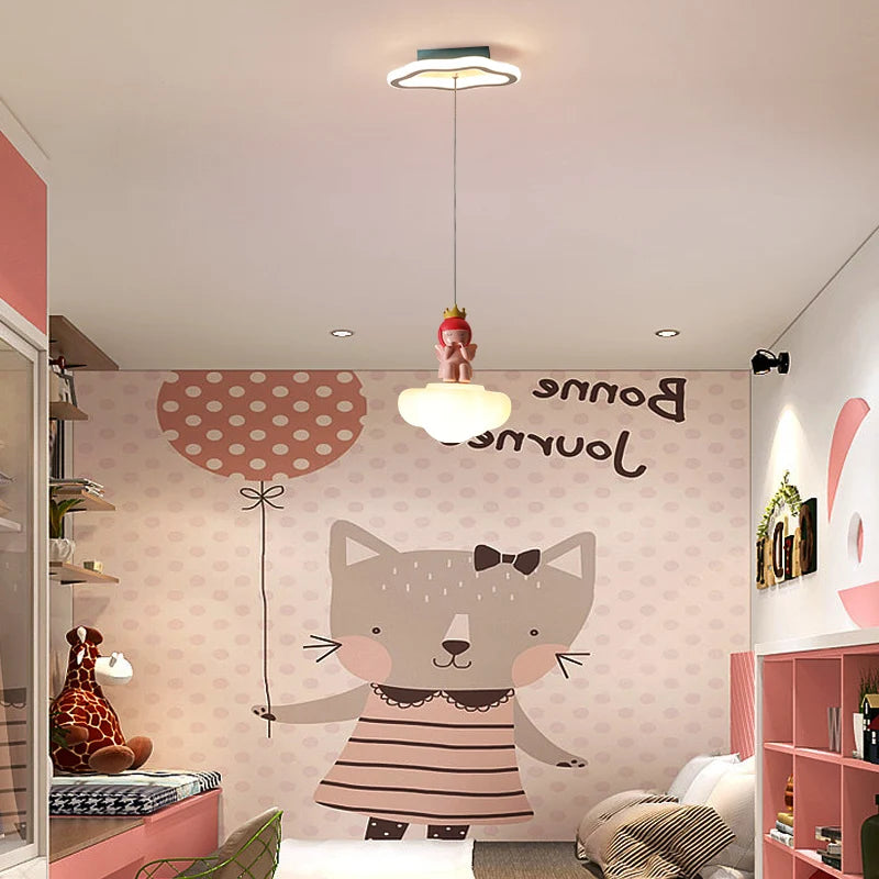 Ménage petits lustres personnalité chambre enfants étude Restaurant trois têtes lustre Led plafonniers créatifs