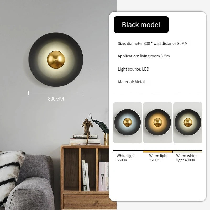 Moderne runde LED-Wandleuchte für luxuriöse Dekoration