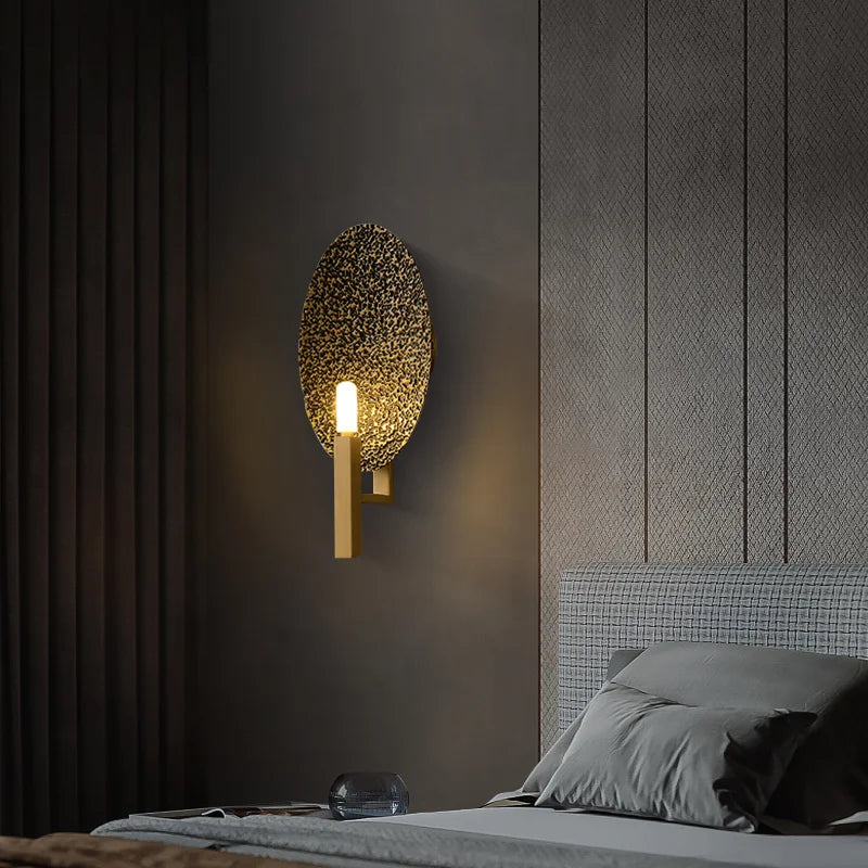 applique murale en cuivre design moderne avec lumières led dorées - vue 2 sur 6