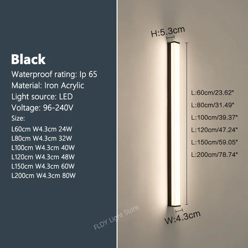applique murale led moderne étanche pour extérieur jardin - vue 9 sur 8