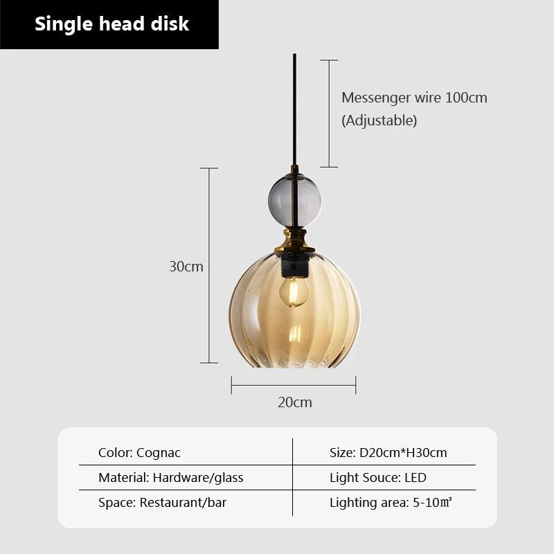 Bonbonfarbene Pendelleuchte aus Glas für die Wohnungsdekoration - vue 11 sur 14