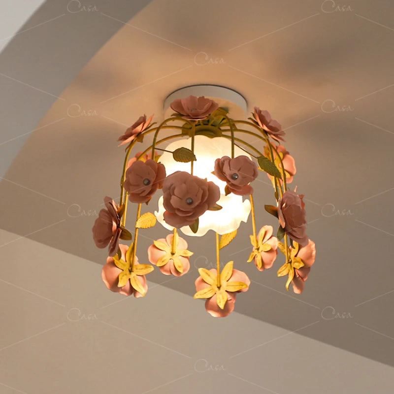 plafonnier rétro en forme de rose pour décoration romantique et chaleureuse - vue 6 sur 10