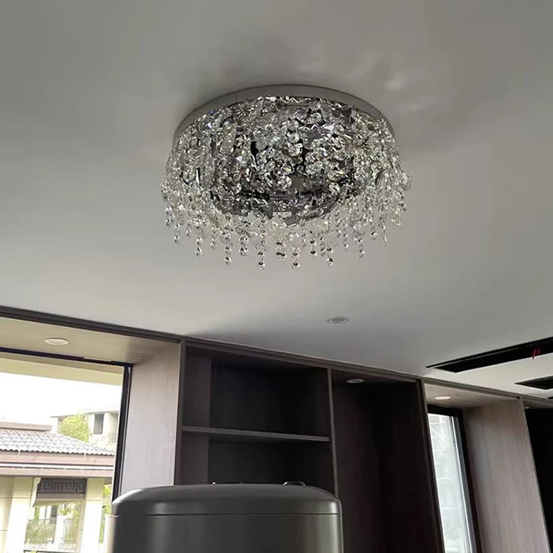 plafonnier led cristal luxe moderne décoratif intérieur - vue 5 sur 16