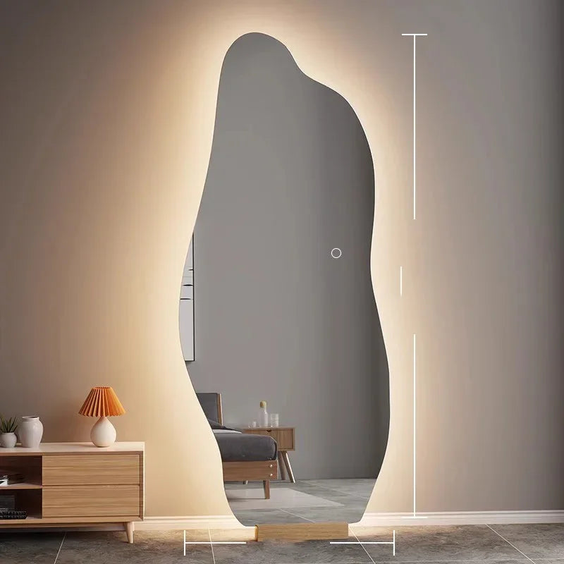 miroir lumineux décoratif style nordique irrégulier pour intérieur élégant - vue 6 sur 6