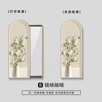 miroir carré nordique décoratif avec cadre floral esthétique