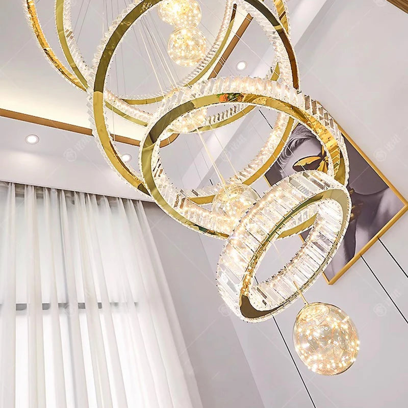 Lustre design anneau en cristal intelligentes pour décoration moderne - vue 6 sur 11