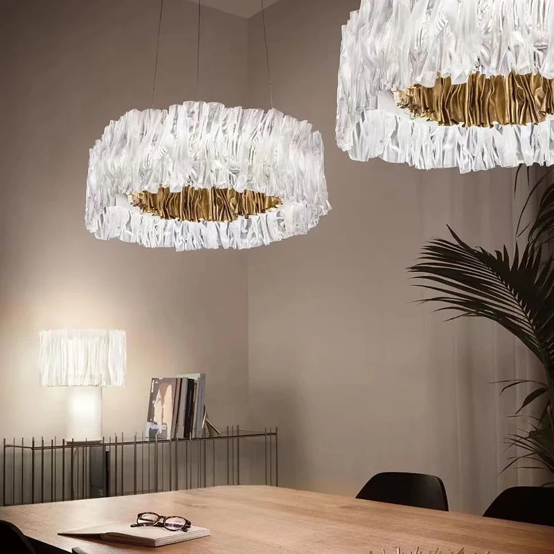 lustre nordique acrylique rond en acier inoxydable moderne - vue 4 sur 10