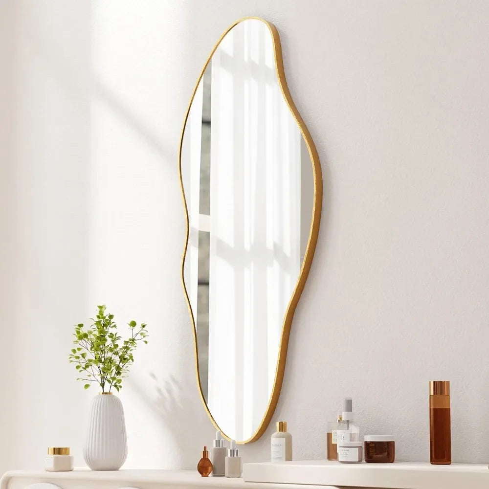 miroir mural asymétrique cadre doré pour décoration intérieure - vue 8 sur 8