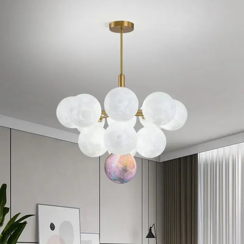 Modern Moon Bubble Pendant, Living Room Dining Room Home Decoration Lighting, LED Pendant - vue 2 sur 10