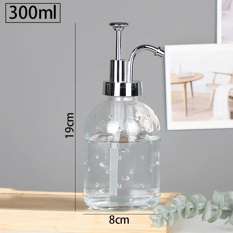 distributeur de savon en verre transparent rechargeable pour gel douche - vue 14 sur 17