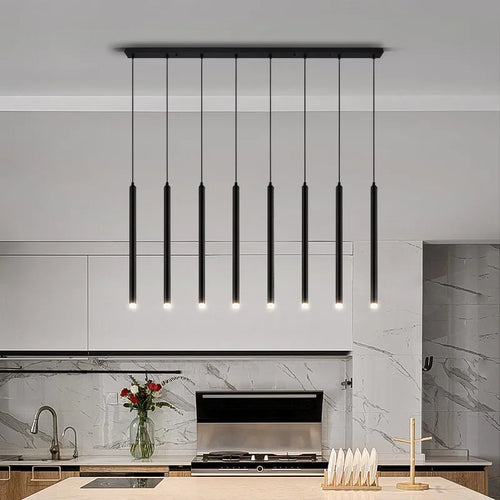 lustre suspendu led moderne long tube pour restaurant nordique