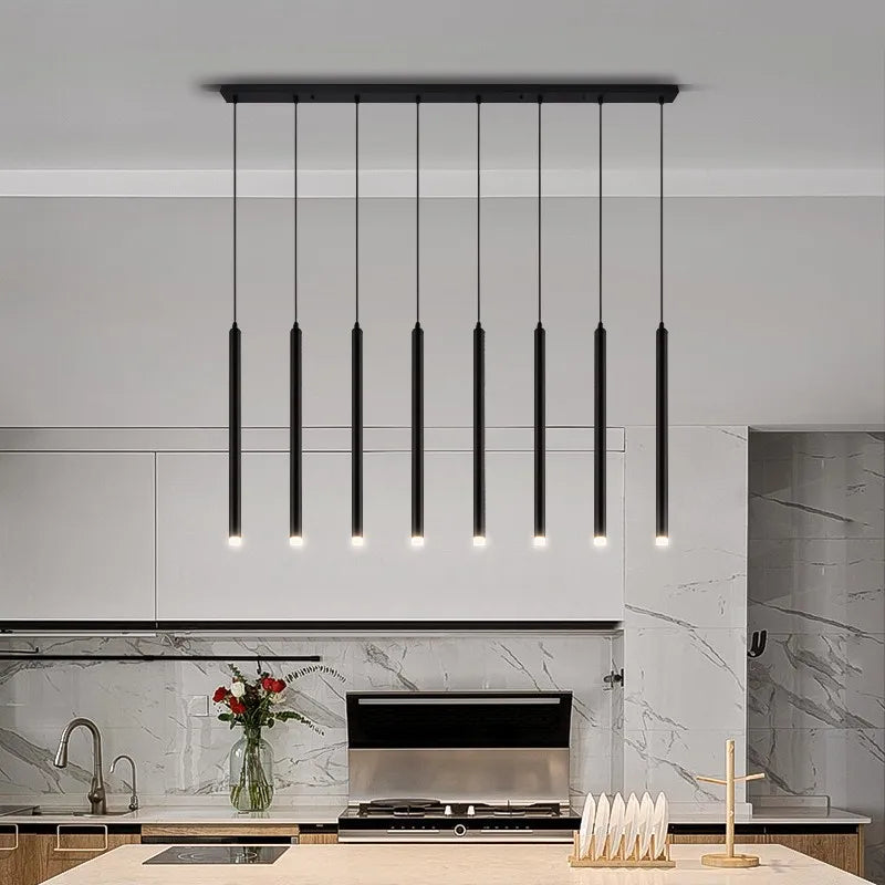 lustre suspendu led moderne long tube pour restaurant nordique - vue 3 sur 5