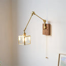 Retro-Wandleuchte mit schwenkbarem Arm und Glas-Lampenschirm