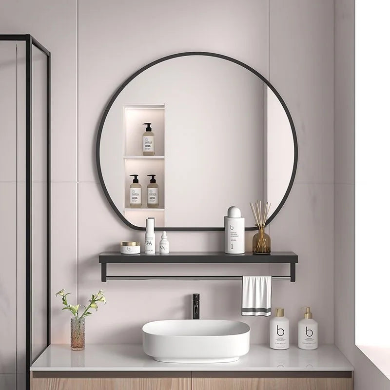 miroir de maquillage avec rangement muraux en métal - vue 7 sur 8
