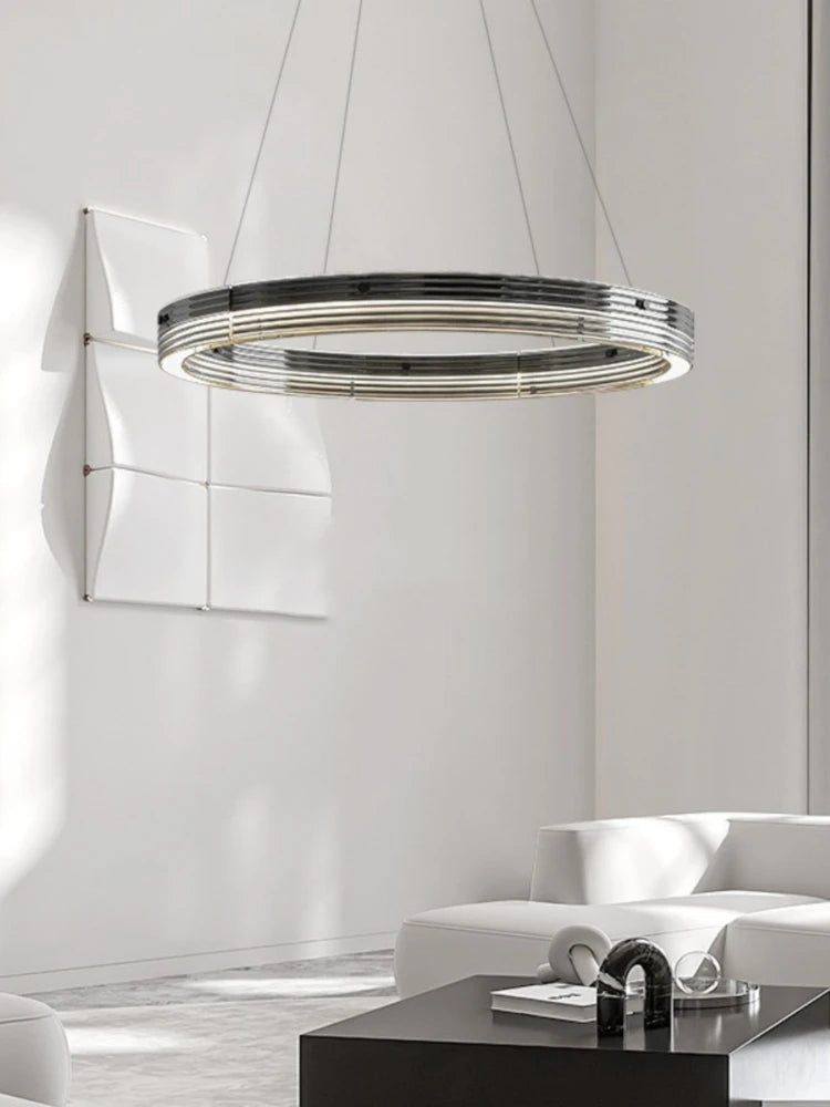 suspension circulaire en verre design moderne et minimaliste - vue 2 sur 11