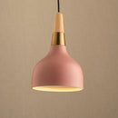 suspension led nordique en fil de fer forme macaron en bois