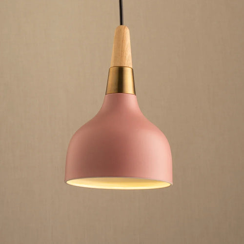 suspension led nordique en fil de fer forme macaron en bois