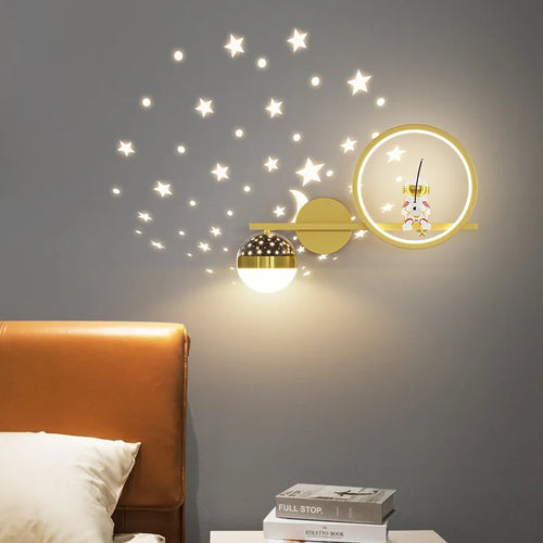 applique murale led créative lune astronaute décoration pour enfant - vue 6 sur 23