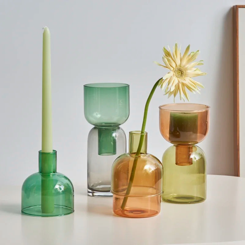 bougeoir décoratif en verre pour bougies et plantes - vue 5 sur 22