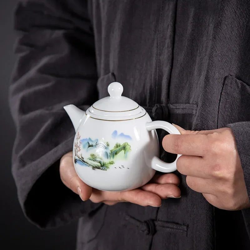 Theiere porcelaine style chinois service the puer 250ml - vue 5 sur 7