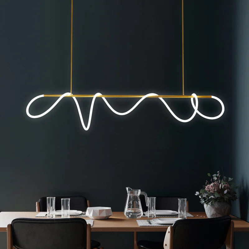 lustre moderne à long tuyau pour décoration intérieure élégante - vue 3 sur 25
