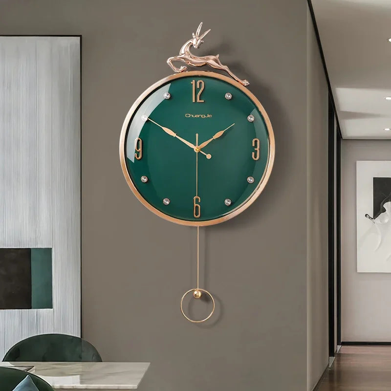 Nordic Auspicious Deer Wall Clock, Brief Design, Living Room Decoration, Kitchen Mute Clocks, Art Wall Watch, Home Decor, New, 1