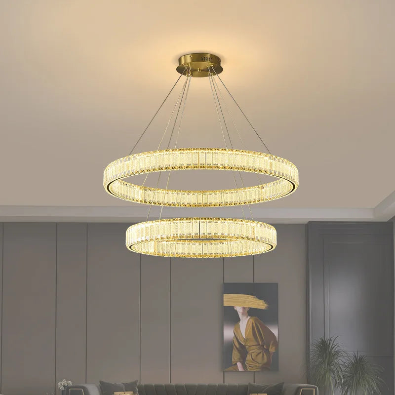 Moderner LED-Kronleuchter aus Kristall im Vintage-Stil für Villen - vue 4 sur 17