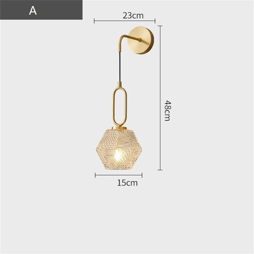 applique murale moderne en cuivre et verre à led décorative - vue 4 sur 12