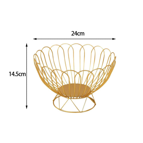 Iron Wire Fruit Basket, Fruit Storage Bowls Decorative Stand for Kitchen Counter - vue 7 sur 8