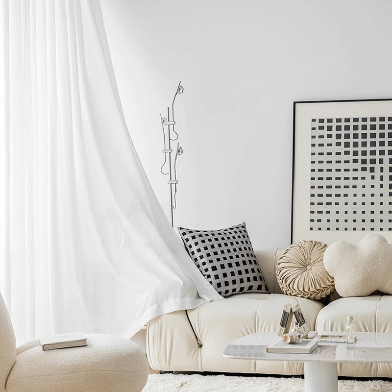 Rideau minimaliste translucide plissé isolant pour salon chambre