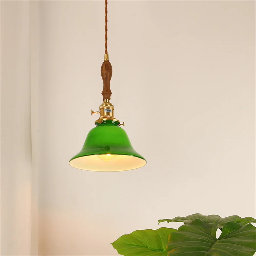 Vintage Pendelleuchte aus Kupfer mit Glasschalter - vue 9 sur 12