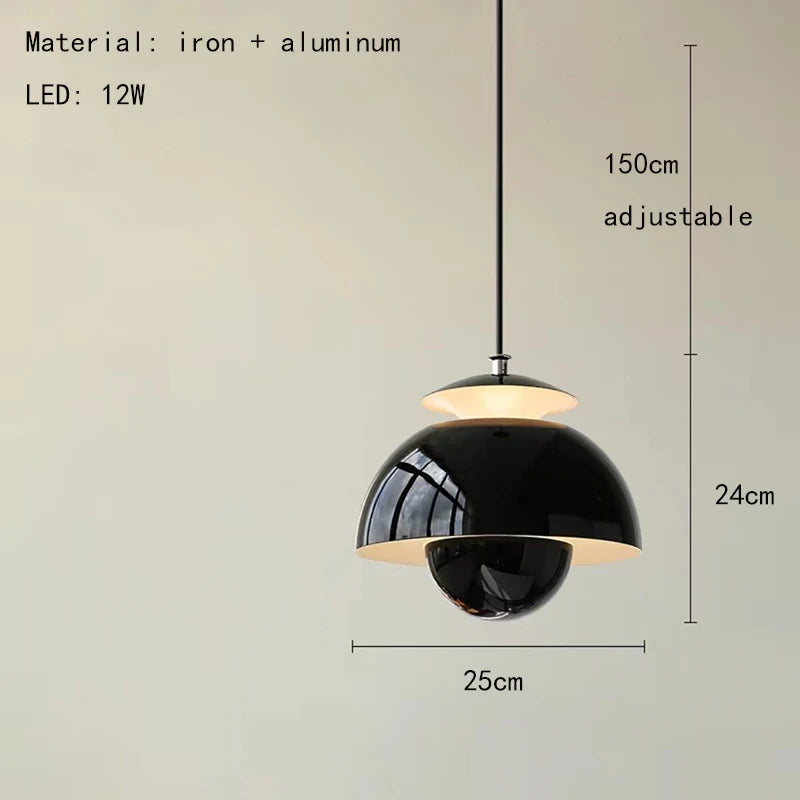 Moderne LED-Pendelleuchte aus Metall mit verstellbarem Kabel
