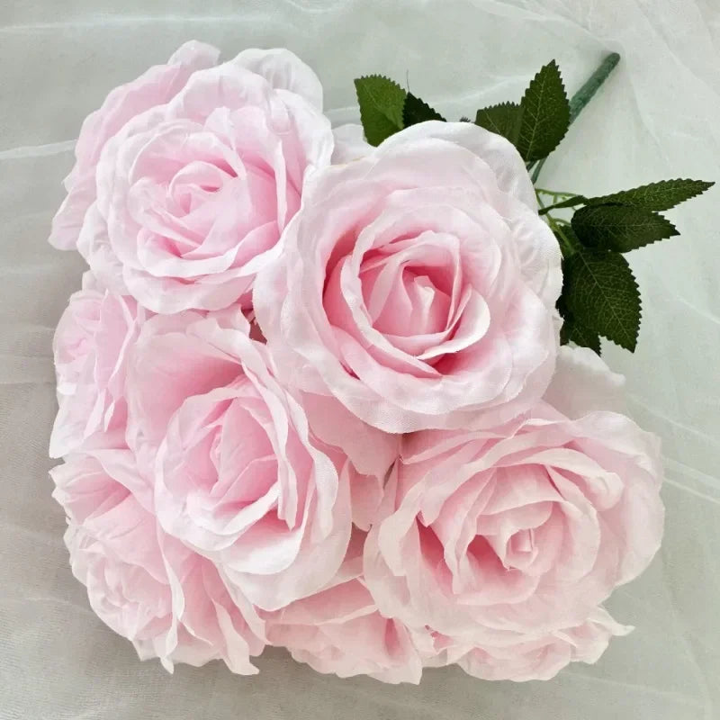 bouquet de roses artificielles en soie pour décoration intérieure - vue 14 sur 28