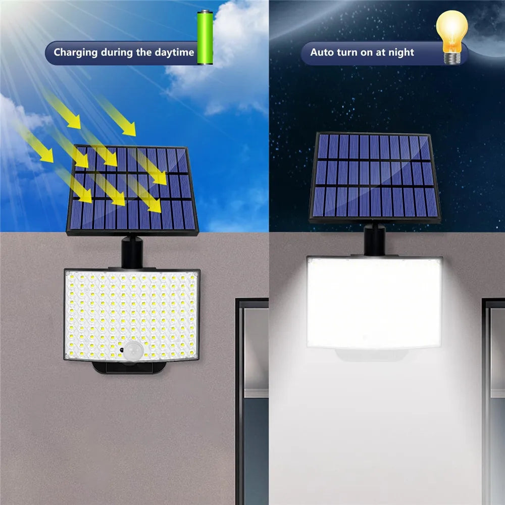 lumière solaire extérieure 128 led étanche avec capteur de mouvement 3 modes - vue 5 sur 7
