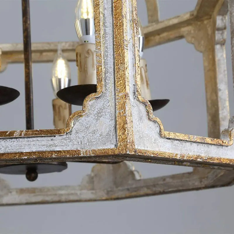 lustre rétro américain en bois massif pour villa vintage - vue 6 sur 7