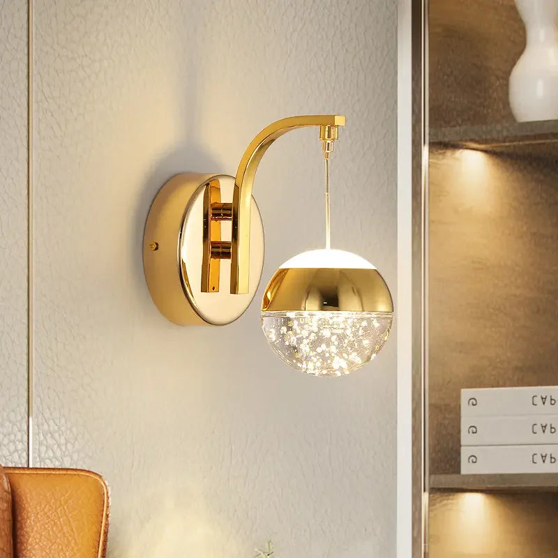 applique murale LED en cristal doré - vue 2 sur 8