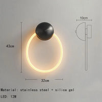 applique murale led en silicone anneau créative 3000k