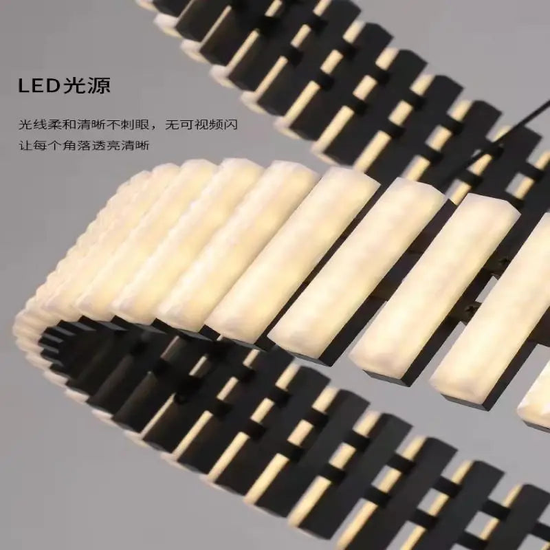 lustre à anneaux postmodernes duplex led design minimaliste intérieur - vue 7 sur 7